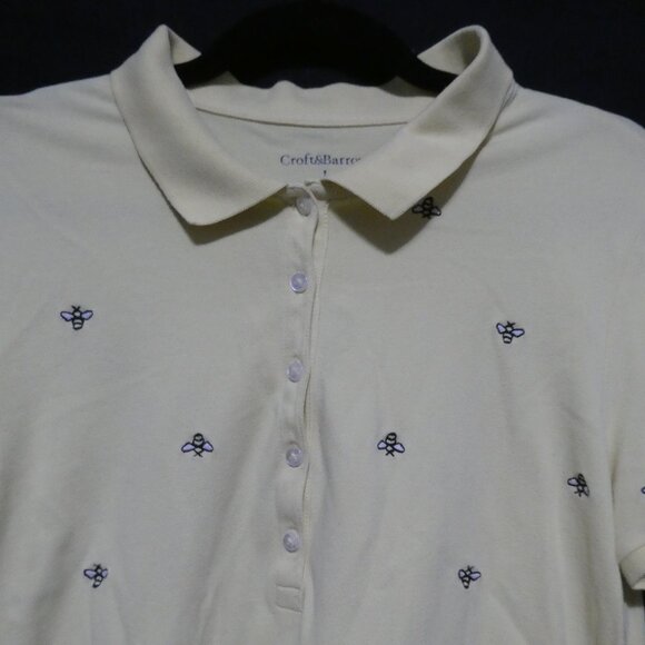 CROFT & BARROW | large | Yellow Polo Short Sleeve With Embroidered Bees All Over - Picture 4 of 16